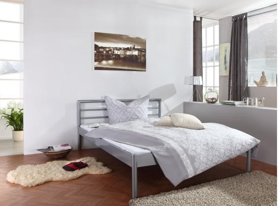 Nextrend Edles Metallbett LIDO 140x200 Doppelbett  silber