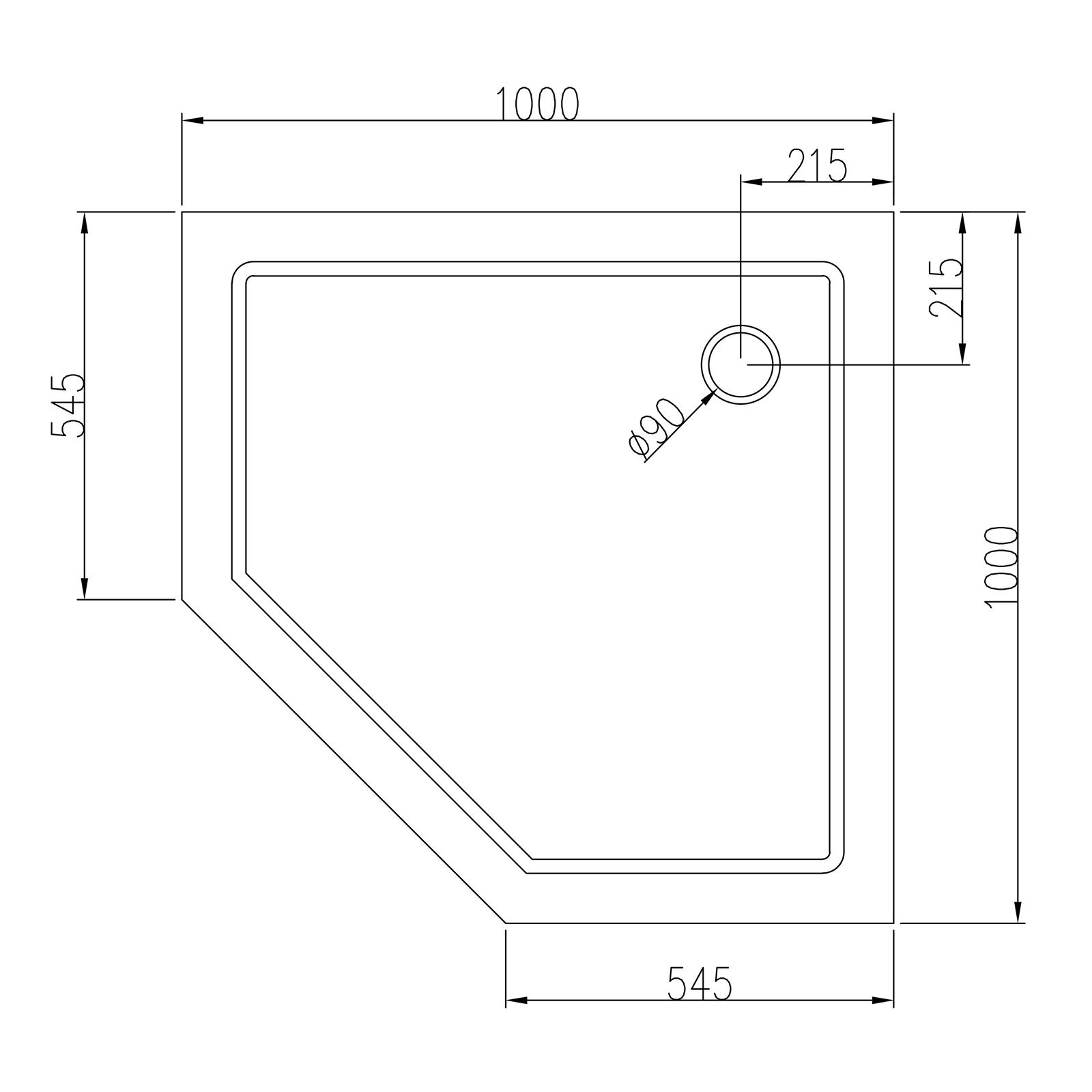 Pentagonal Shower Enclosure EX415 - 100x100cm -Drawing