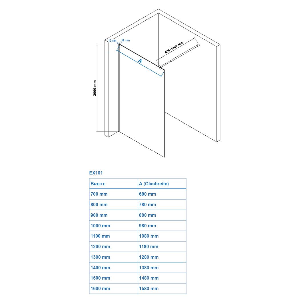 Shower enclosure EX101 - Drawing
