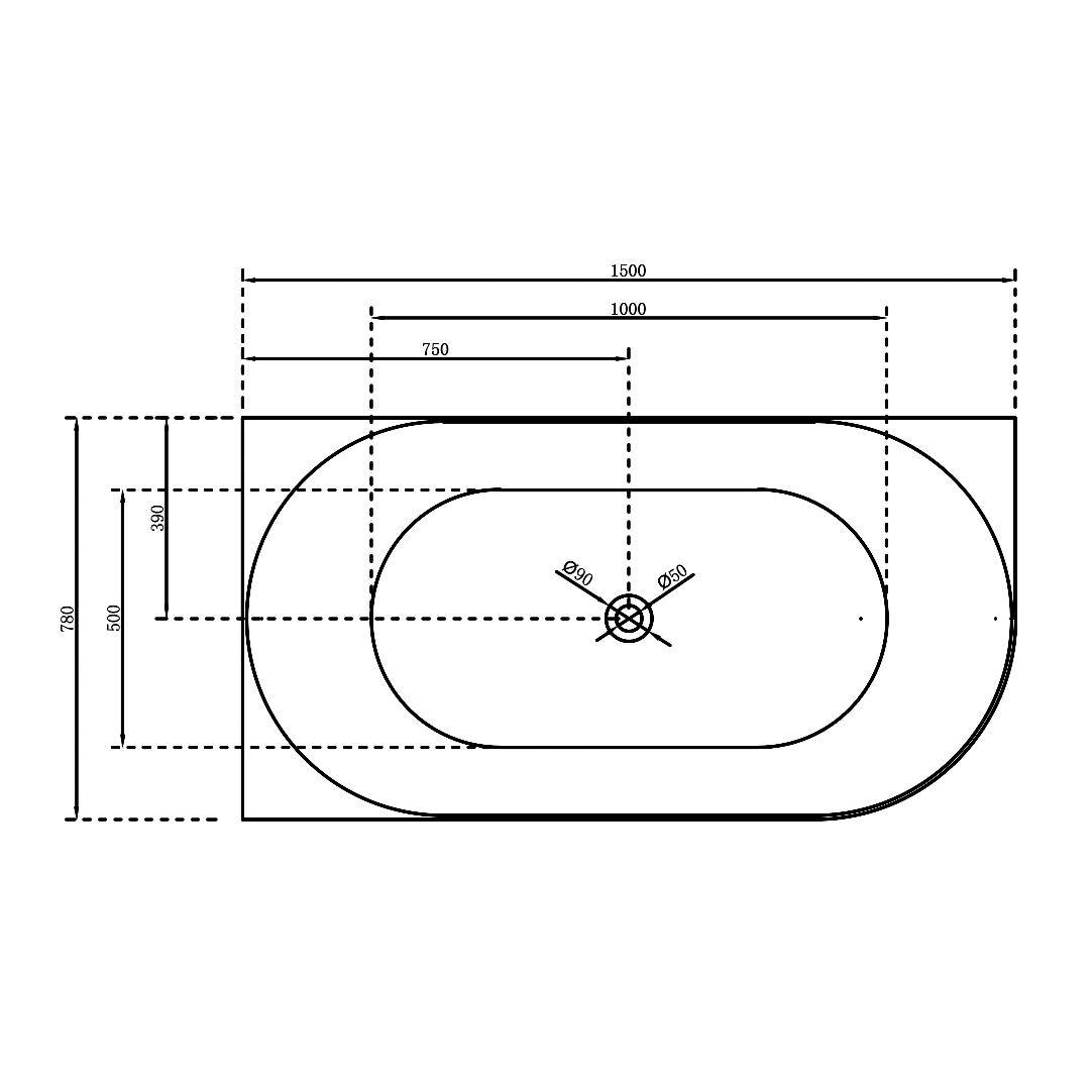 Freestanding acrylic bathtub NOVA SLIM LINE Left Installation