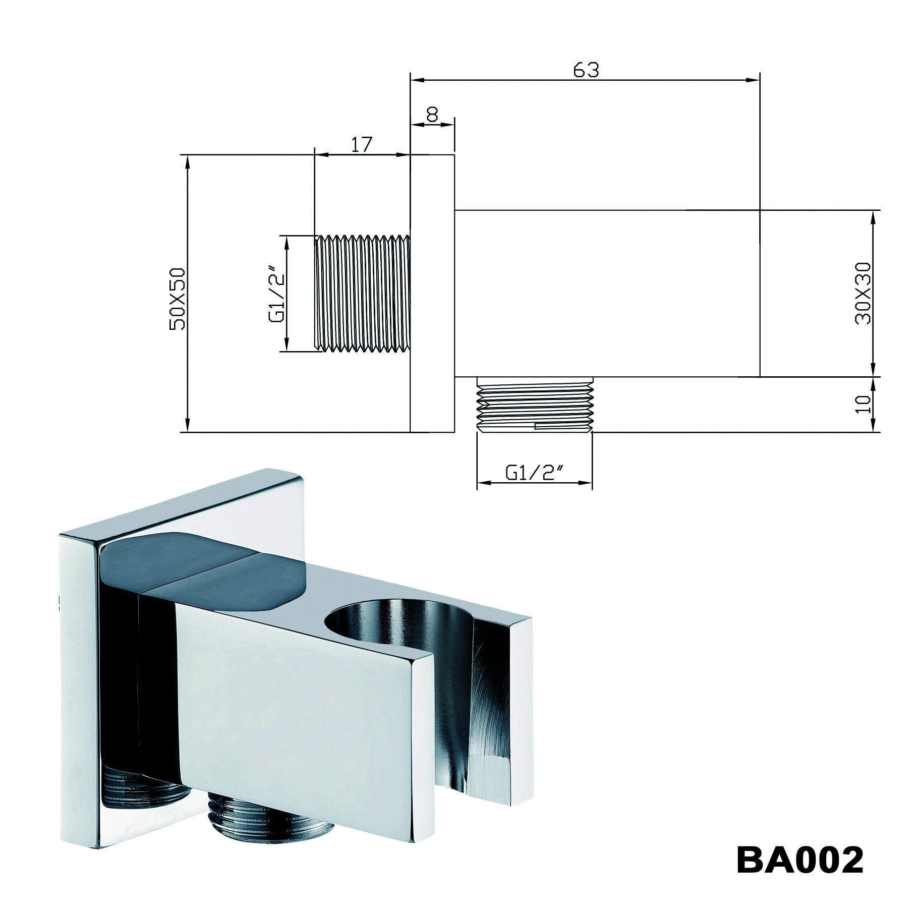 Wall connection bend with shower holder BA002