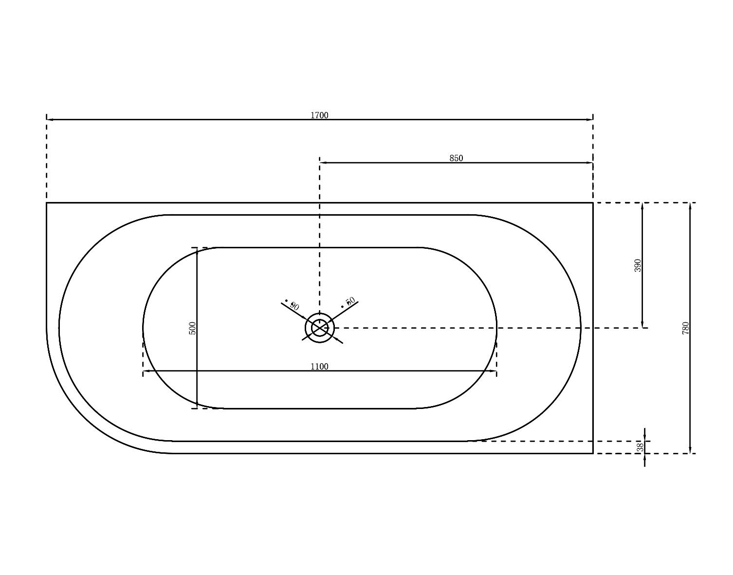 Freestanding acrylic bathtub NOVA CORNER right installation Glossy